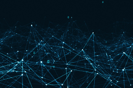  点と線で構成された3D風のネットワーク構造