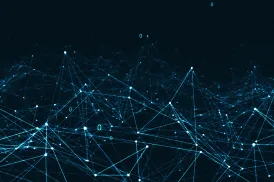  点と線で構成された3D風のネットワーク構造